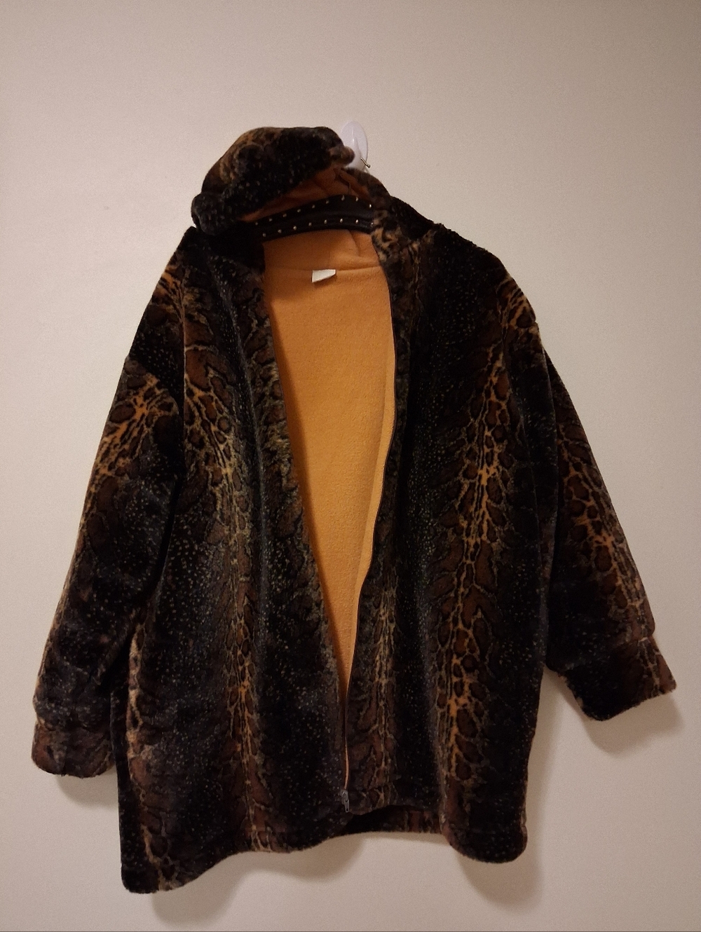 Vintage PADOU Faux Fur Animal Print Jacket in Brown and Black MADE IN CANADA